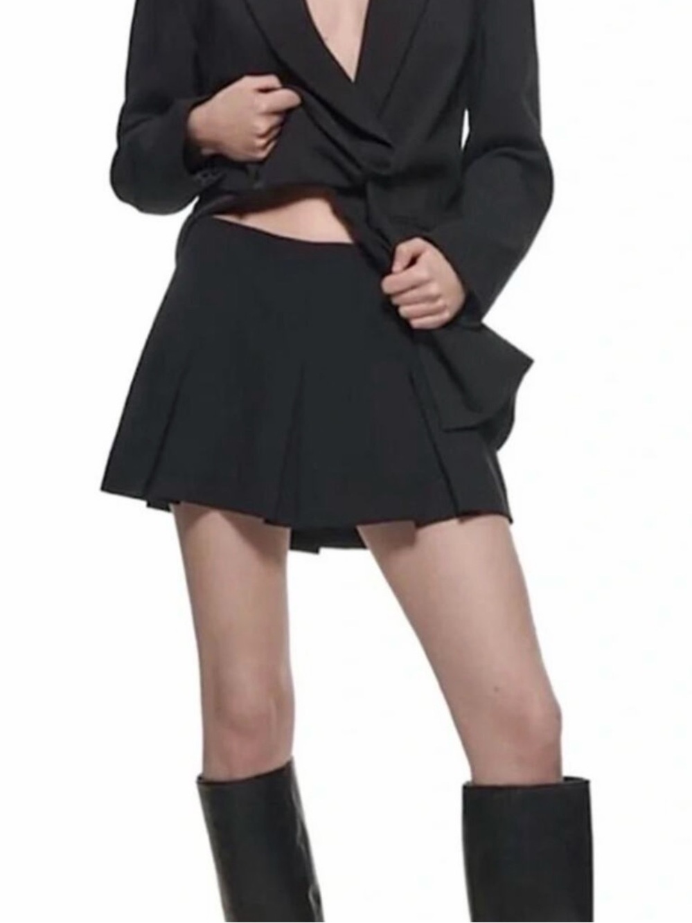 Zara Black Pleated Mini Skort - Medium